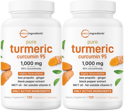 [BRSREEAZO4DRSETG] Micro Ingredients Pure Turmeric Curcumin Supplement 1,000mg – 95% Curcuminoids with Black Pepper & Ginger – High Absorption for Joint & Antioxidant Support* – Filler Free, 240 Veggie Capsules
