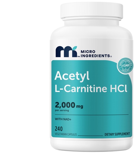[BRSRGHYQBUJRUHY7] Acetyl L-Carnitine HCl (ALCAR) 2000 mg Per Serving, 240 Veggie Capsules | 2-in-1 ALCAR Supplement with NAD+ | Brain Function & Cellular Energy Support* | Non-GMO, Gluten Free, cGMP Manufactured