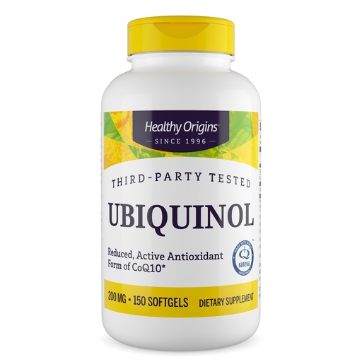 [BRSWIEDZDIMGYEY7] Healthy Origins Ubiquinol (Active Form of CoQ10), 200 mg - Kaneka Ubiquinol Supplements for Heart Health & Antioxidant Support - Gluten-Free & Non-GMO Supplement - 150 Softgels