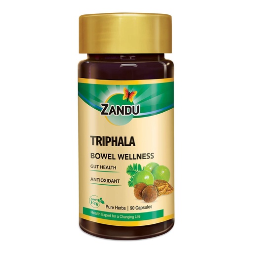 [BRSWYCQTCAMRYGQU] Zandu Triphala Capsules, Supports Bowel Wellness & Healthy Gut, Helps to Boost Immunity & Useful for Digestion, Antioxidant Properties - 90 Veg Capsules