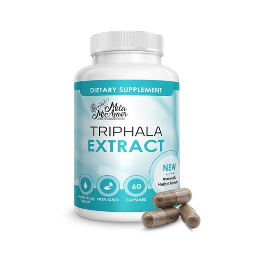 [BRSRGCD5O4PR6ALX] Mila Miamor Triphala Extract Capsules 750mg - Digestive Support, Gut Health and Colon Function - Ayurvedic Herbal Supplement with Amla, Harad and Bahera - Vegan, Non-GMO, Made in USA - 60 Capsules