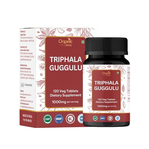 [BRSREZD6OEFRM3TH] ORGANIC SPREE Triphala Guggulu 120 Tablets - Ayurvedic Formulation - Certified and Vegetarian