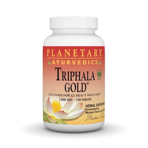 [BRSWKZ37DEEAC2D2] Planetary Herbals Triphala Gold 1000mg Extra Strength Ayurvedic - 120 Tablets | Vegan Cleanser for GI Tract Wellness