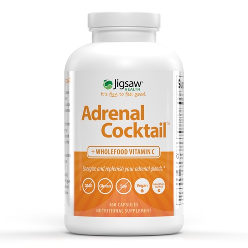 [BRSWGFQOBANWOHYU] Jigsaw Health Adrenal Cocktail + Wholefood Vitamin C | with Potassium Bicarbonate, Sea Salt, and Acerola Cherry Extract | 360 Capsules | 60 Servings