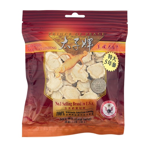 [BRSWKH36OZ6BCFDE] Prince Of Peace Wisconsin American Ginseng 5 Year Root Slices, 4oz