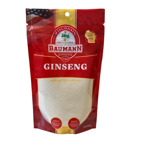 [BRSRGFINCACQMADV] American Ginseng Powder, Powder Form, for Immune Support, Energy, Stamina, Brain Health, 4 Ounce, Bag