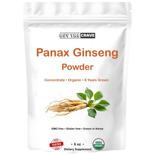 [BRSRE233OUNAGF3D] Organic Korean Panax Ginseng Root Extract, Powder Root Extract, Maximum Strength, 170 g (6oz), 1 Gram Per Serving, with Active Ginsenosides