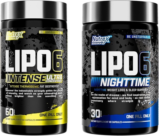 [BRSW22TROYMAOFLP] Nutrex Research Lipo 6 Intense ו- Nighttime AM/PM Bundle