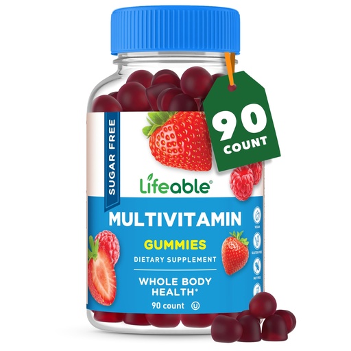 [BRSWYEA6OABAI33L] Lifeable Sugar Free Multivitamin Gummies | with Iron Vitamin A, C, D, E, Niacin, B6, Folate, B12, Biotin, Pantothenic Acid, Zinc | Great Tasting Adult Multivitamin Gummy | 90 Gummies
