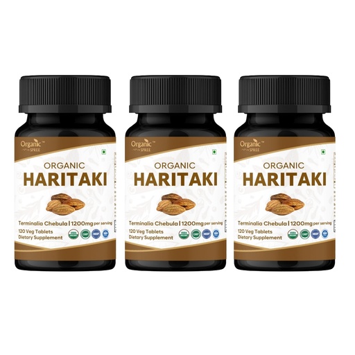 [BRSRAAQDO56GE2TO] ORGANIC SPREE Haritaki Tablets - USDA Organic Haritaki Supplement, Supports Digestion & Overall Wellness*, 120 Tablets - Pack of 3