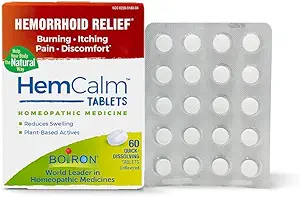 [BRSWGCYTCBYAOETZ] Boiron Hemcalm hemorrhoid Relief Tablets for Itchy Burning Pain, Swelling and discomfort, White, 60 Count