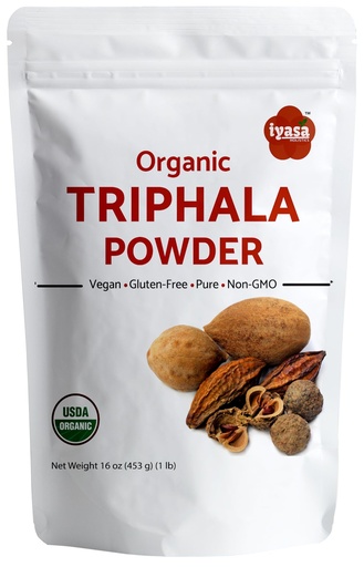 [BRSROADQCUAR6DT3] Iyasa Holistics Organic Triphala Powder,Ayurveda Superfood,Natural Body Detox,Bowel Cleanser,Herbal Laxative,16 Ounce 453 Gram