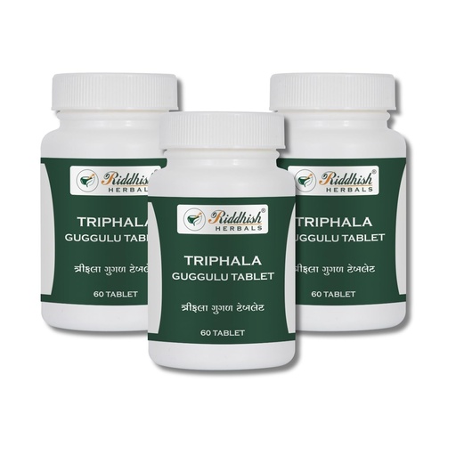 [BRSRGC35OYHGY336] Triphala Guggulu Tablet | Traditional Ayurvedic Herbal Formula | Amla Haritaki Bibhitaki with Guggulu | Herbal Tablets | 60 Tablets | Pack of 3