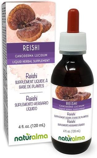 [BRSWYCTYO4DQEALB] Naturalma Reishi (Ganoderma lucidum) Svampe eller champignon Alkoholfri tinktur - 4 fl oz flydende ekstrakt i dråber - Urtetilskud - Vegan