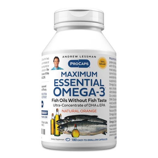[BRSWGAQ7BACRMF34] ANDREW LESSMAN Maximum Essential Omega-3 Orange - 180 Softgels - Ultra-Pure, High Potency Omega-3 Oils. High DHA, No Stomach Upset, No Contaminants, No Mercury. Small Easy to Swallow Softgels