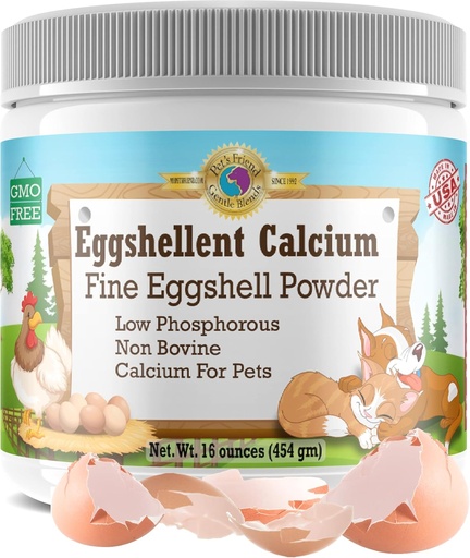 [BRSWKZDROYCGAED4] Calcium for Dogs and Cats - Fine Eggshell Powder - Strong Hip & Joint Supplement for Dogs and Cats- Dietary Supplement - No Additives - Pet's Friend Eggshellent Calcium 16oz