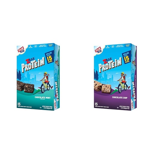 [BRSROCAFOF7RE3Q4] Clif Kid Zbar Protein Chocolate Mint & Chocolate Chip Crispy Whole Grain Snack Bars - Made with Organic Oats - Non-GMO - 5g Protein - 1.27 oz. (15 Pack)
