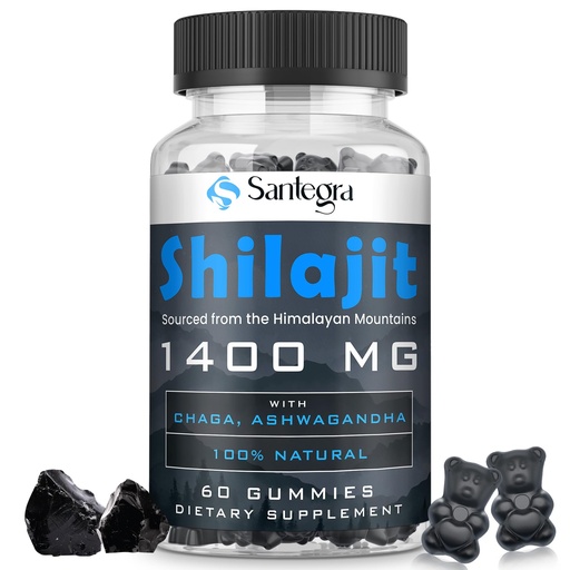 [BRSRGCYYOVYRQ23Z] Organic Shilajit Gummies 1400mg, Shilajit for Men & Women, Sugar-Free, Energy, Focus and Immune, 85+ Trace Minerals & Fulvic Acid, 100% Natural, Vegan, 60 Count