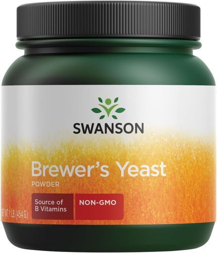 [BRSWGEL4PICQMC3Z] Swanson 100% Pure Brewer's Yeast Powder, Herbal Supplement, Source of B Vitamins, Total Fat 1.5 Grams 2%, GMO-Free 1 lb (454 g) Pwder