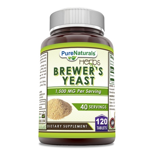 [BRSROHDYBMFQIYIY] Pure Naturals Brewer's Yeast Supplement | 1500 Mg Per Serving | 120 Tablets | Non-GMO | Gluten-Free | Made in USA