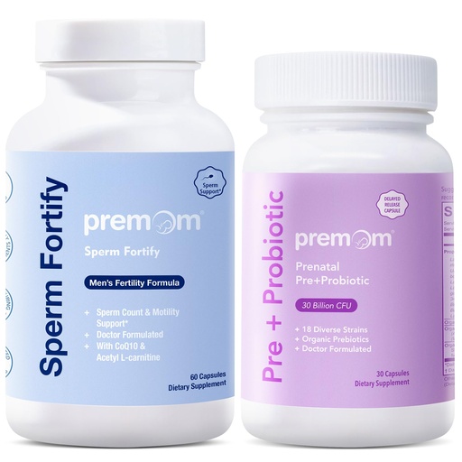 [BRSREZLRAQGWAGTB] Premom Male Sperm Fortify Capsules - Male Fertility Supplements for Men Prenatal Pre & Probiotics for Women Bundle – Fertility Support for Women – 120 Count