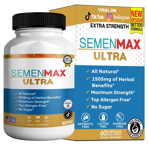 [BRSREBQQOAJWMFAY] Semenmax Ultra Organic Maca Root Complex, 60 Capsules, All Natural Dietary Supplement, Gluten Free, Vegan (1)
