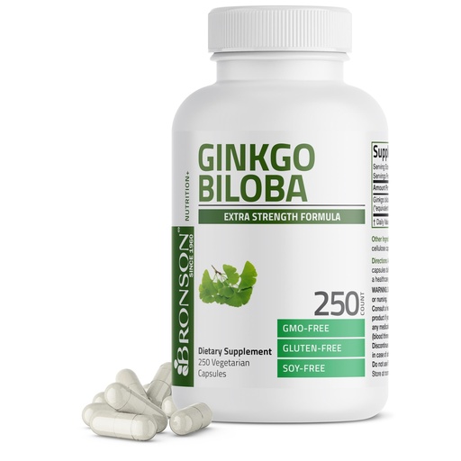 [BRSW2H35OYGRECTZ] Bronson Ginkgo Biloba Extra Strength Brain & Memory Support 250 Capsules | Vegetarian, Non-GMO, Gluten Free, Soy Free, Memory, Cognitive & Brain Health Support