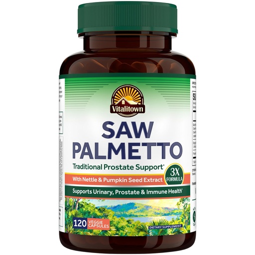 [BRSREA34OQPAODL7] Vitalitown Saw Palmetto for Men 600 mg, with Stinging Nettle and Pumpkin Seed Extract, Urinary, Prostate, Hair Support, DHT Blocker, 120 Vegan Capsules