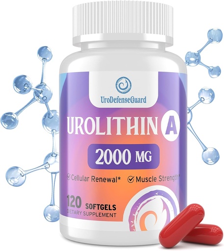 [BRSRAHAECQNGGDTV] Urolithin A Supplement 2000mg for Men Women - 120 Softgels (1 Bottle)