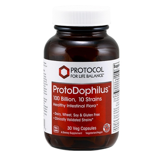 [BRSWK2YDAUDWICTG] PROTOCOL FOR LIFE BALANCE Proto Dophilus 100 Billion 10 Strains - Support Digestive Gut Health Immune System & Detox - Dairy, Wheat, Soy & Gluten Free - Vegan & Nut Free - 30 Veg Capsules