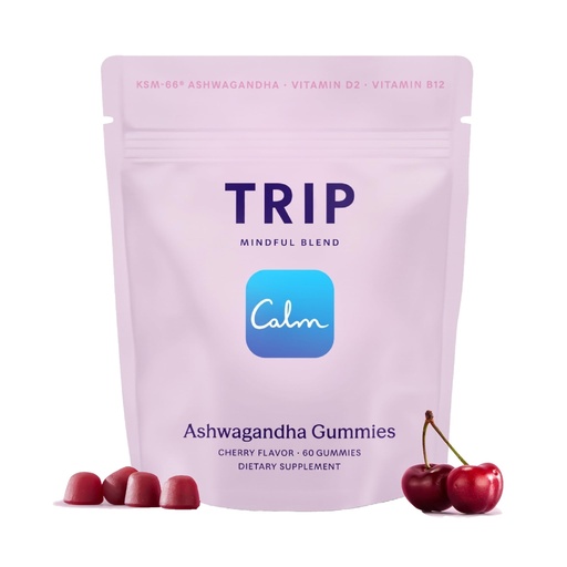 [BRSRGAQ3CMCGG3I6] Trip Ashwagandha Gummies with Vitamin D12, B Vitamins, 3000mg Ashwagandha KSM 66 Per Serving, Vegan, Naturally Flavored On The Go Chewable Gummy, Juicy Cherry Flavor, 1 Bag, 60 Count