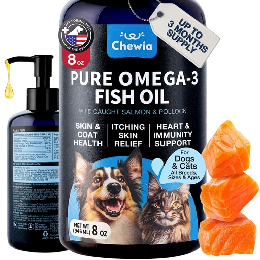 [BRSRGYD7OUMBG2A6] Omega 3 Fish Oil for Dogs and Cats - Healthy Skin and Coat Support Supplement - Omega 3 6 9 EPA DHA Fatty Acids - Itchy Skin, Shedding, Immunity, Joint - Wild Caught Salmon and Pollock Food Topper