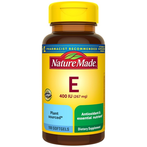 [BRSWK2QMAIMBQH3G] Nature Made Vitamin E 400 IU Softgels 267 mg d-Alpha, Dietary Supplement for Antioxidant and Skin Support, 100 Softgels, 100 Day Supply