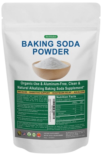 [BRSREELRCJ6RM2TF] Baking Soda Powder for Organic Use, Grade 1 Aluminum Free Baking Soda, Natural No Chemicals, Pure Powder for Cooking, Stomach Acid, Kidney Supplement, 1lb