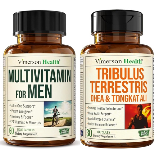 [BRSREZ3QCR4BUYD7] Vimerson Health Men's Liquid Multivitamin & Tribulus Terrestris with DHEA and Tongkat Ali – Energy, Vitality & Testosterone Support for Active Men