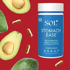[BRSROFL3BZ5QEG3A] Stomach Ease Supplement with Turmeric - Neutralizes Stomach Acid, Aids Digestion, Eases Heartburn - Optimal Digestive Stomach Ache Relief, 30 Easy to Swallow Capsules, SOL Nutrition