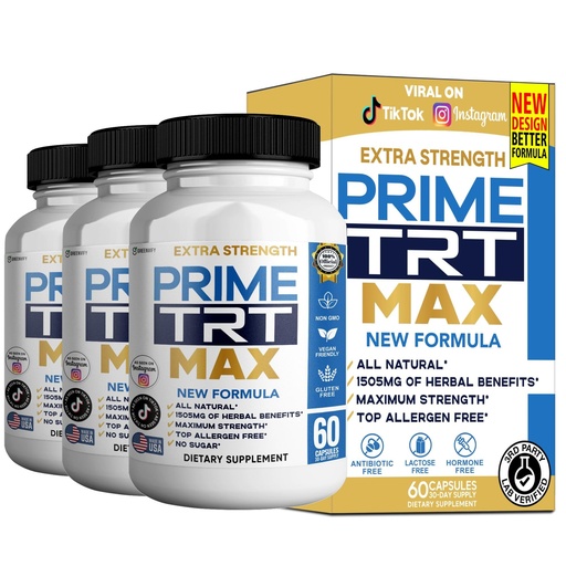 [BRSRGAL6CMAWE33P] Prime TRT Max Maca Root Supplement, Organic Black Red Yellow Maca, 60 Capsules, Vegan, Non-GMO, Gluten Free (3)