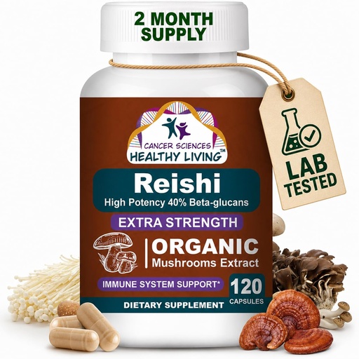 [BRSRA2YECAIWOCDJ] Reishi Wellness Mushroom Supplement Capsules, USDA Certified Organic Mushrooms Extract, Extra Strength 1,500 mg, High Potency 40% Beta-Glucans, Immune Support, Anti-aging, 120 Capsules
