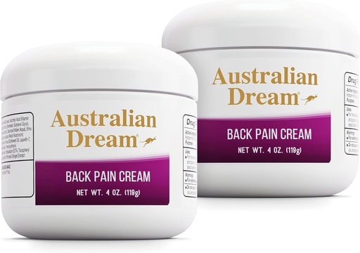 [BRSROGQ6BB6A42Q2] Australian Dream Back Pain Cream - Soothing, Non-Greasy Muscle Pain Relief Cream - Good for Neck, Back, Body, or Muscle Aches - 4 oz Jars (2 Pack)
