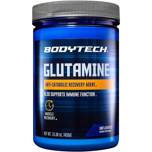 [BRSWIYQKAYDB6AL2] BodyTech Glutamine Powder - Supports Muscle Recovery, Immune Health & Exercise Performance - Unflavored (15.88 oz, 100 Servings)