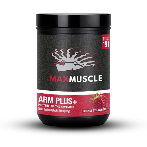 [BRSW2CQROV5A2G3L] Max Muscle Arm Plus+ Anabolic Recovery Matrix | 25g Protein, 8g Bcaas, 3g Creatine Monohydrate | Whey Protein, Amino Acids, Antioxidants, Glutamine, Electrolytes (Intense Strawberry, 2.54 lb)