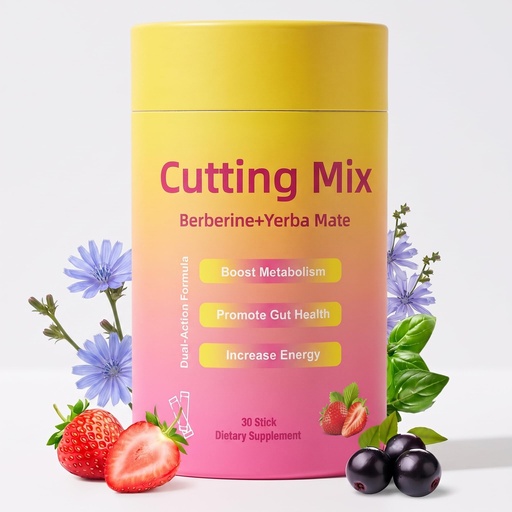 [BRSRYYIPBYIRUGQ3] Cutting Drink Mix - Sugar-Free, Vegan & Non-GMO | Supports Energy Boost, Gut Health with Magnesium, Berberine, Chromium, 5-HTP, Yerba Mate & FOS | 30 Servings