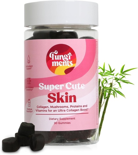 [BRSRAYADBANGE3D6] Fungiments Super Cute - Mushroom Supplement - Chaga Mushrooms, Biotin, Collagen Peptides, Keratin, Vitamin C, Bamboo Extract - Healthy Skin and Smooth Wrinkles (30 Mushroom Gummies)