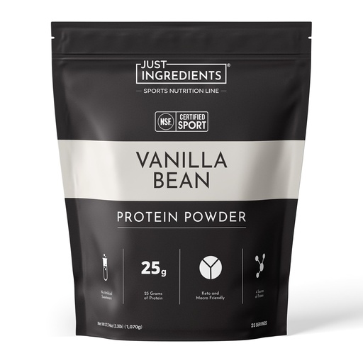 [BRSREHAFBYNROFDJ] JUST INGREDIENTS Vanilla Bean Protein Powder - NSF Certified - 25 Servings, 37.74 oz