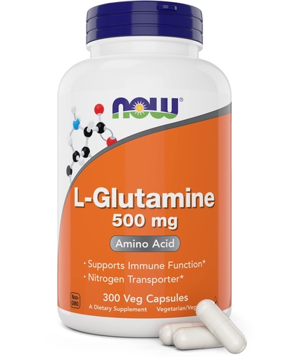 [BRSWGGQZA4HWKELZ] Now L-Glutamine 500mg 300 Veg Capsules - Non-GMO Supplement - Vegan Lglutamine Caps