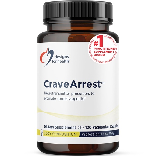 [BRSWIYITCUBQMCLG] Designs for Health CraveArrest - L-Tyrosine Anti-Craving Support Supplement with 5-HTP, B6, Rhodiola, B12 - Designed for Serotonin + Dopamine Support (120 Capsules)