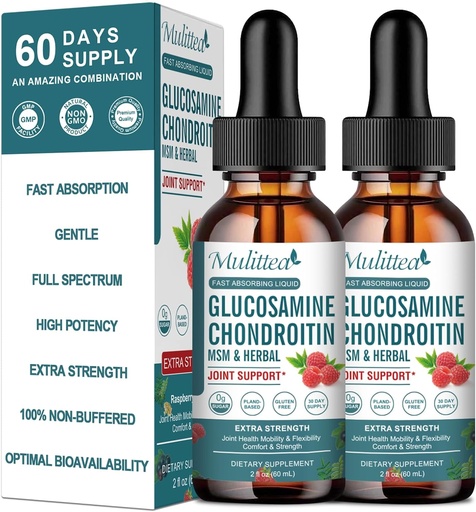 [BRSROC32CIHWKCLF] (2 Pack) Glucosamine Chondroitin MSM Liquid Drops - Extra Strength Joint Support Supplement with Elderberry, Boswelia, Bromelain, Hyaluronic Acid - Antioxidant Immune Support for Adults, Men & Women
