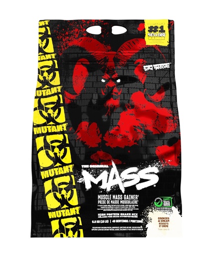[BRSWIZT4OQBWG3Q3] Mutant Mass Weight Gainer Protein Powder – Build Muscle Size and Strength with 1100 Calories – 56 g Protein – 26.1 g EAAs – 12.2 g of BCAAs – 15 lbs with 24 Servings – Cookies & Cream