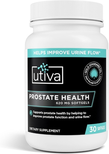 [BRSRAZIYBMHB62DA] Utiva Prostate Health - Fórmula Natural para Función Saludable y Flujo Urine - Suplemento de Prostata para Hombre - Beta-Sitosterol y Saw Palmetto para Hombre - 30 Softgels