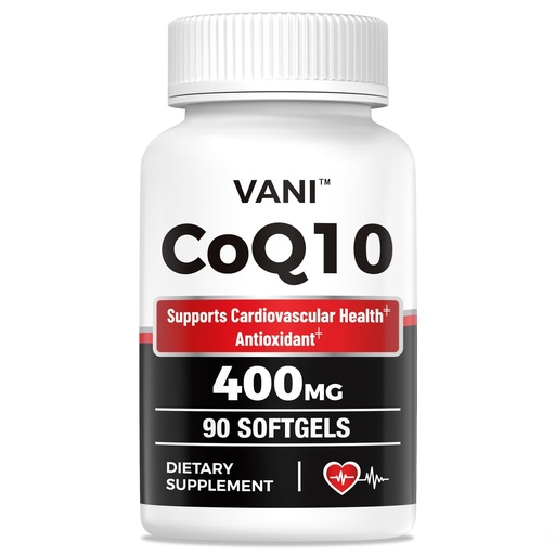 [BRSRAAICA4MGAFI7] VANI CoQ10 400mg, 90 Softgels, Optimally Absorbed Ubiquinone CoQ10 Dietary Supplement Support for Heart Health & Brain Function, Gluten-Free